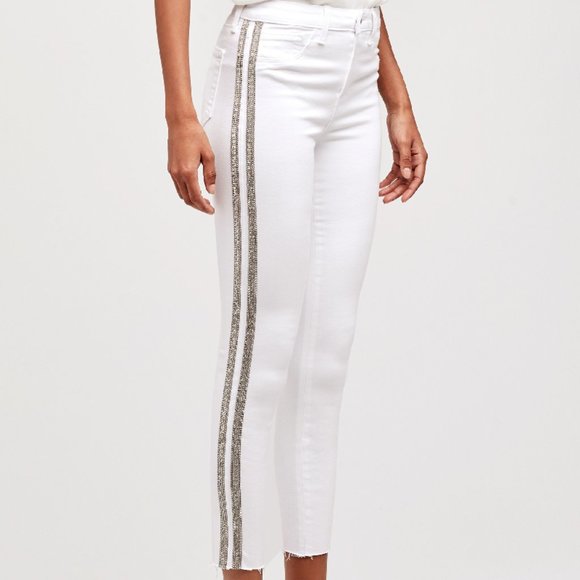 L'AGENCE Margot High Rise Double Crystal in White